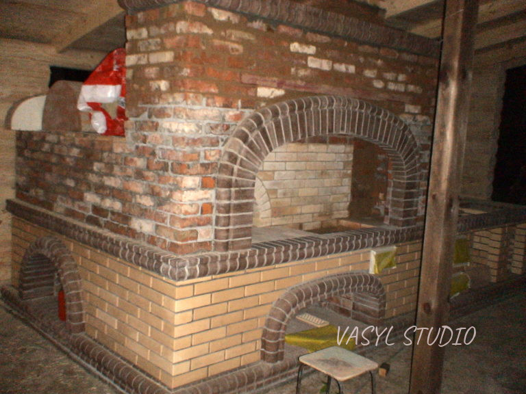 General view of the finished stove complex without finishing in the Stove Complex “Svyatogor” project