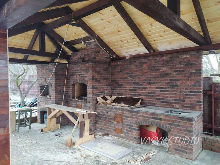 Exterior view of the stove complex in the gazebo in the Stove Complex “Bavaria” project